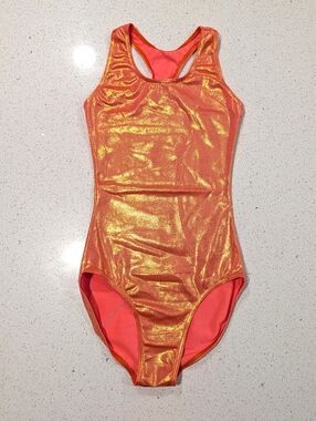 STUNNING Balera Gymnastics Ballet Dance Leotard AXL X-Large Metallic ORANGE HTF!